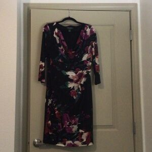 Ralph Lauren Black and Purple Floral Dress